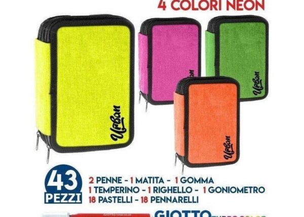 ASTUCCIO TRIPLO 18+18 GIOTTO URBAN BS 4 COLORI NEON