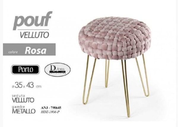 POUF VELLUTO ROSA 35*43CM ART.790645