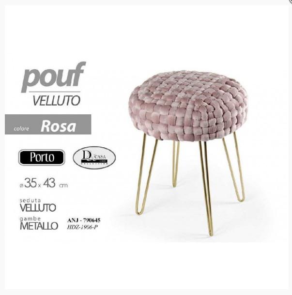 POUF VELLUTO ROSA 35*43CM ART.790645 POUF VELLUTO ROSA 35*43CM ART.790645