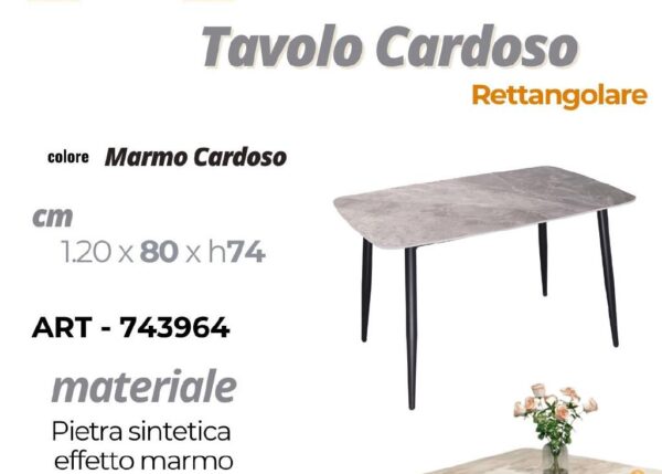 TAVOLO CARDOSO RETTANGOLARE 1.20 X 80 X H 74 CM ART.743964