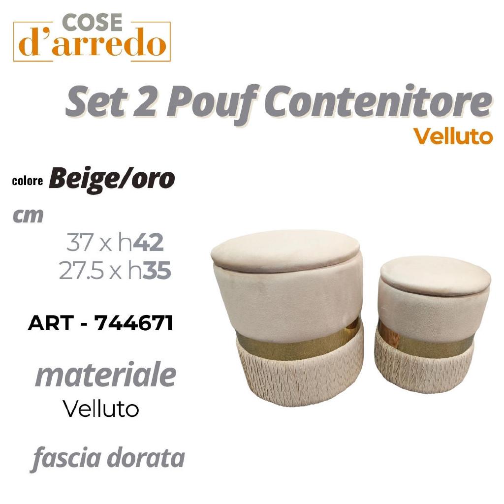 POUF CONTENITORE VELLUTO BEIGE E ORO 37XH42CM ART.744671-744985 POUF CONTENITORE VELLUTO BEIGE E ORO 37XH42CM ART.744671-744985