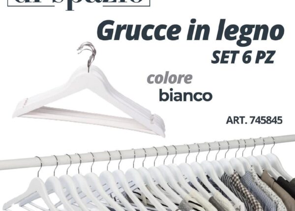 SET 6 GRUCCE IN LEGNO BIANCO 45X1.2 CM ART.745845