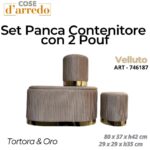 POUF VELLUTO TORTORA E ORO 29X29XH35 CM ART.746187-746262
