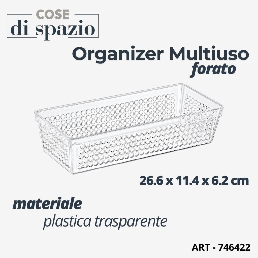 ORGANIZER MULTIUSO FORATO TRASPARENTE IN PS 26.6X11.4X6.2 CM ART.746422 ORGANIZER MULTIUSO FORATO TRASPARENTE IN PS 26.6X11.4X6.2 CM ART.746422