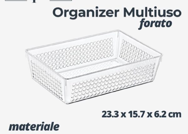 ORGANIZER MULTIUSO FORATO TRASPARENTE IN PS 23.3X15.7X6.2 CM ART.746446