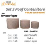 POUF CONTENITORE CON BOTTONI IN VELLUTO TORTORA DIAM.48CM ART.746576