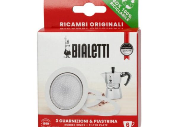 BIALETTI GUARNIZIONI + PIASTRA PER CAFFETTIERA MOKA 6 TAZZE