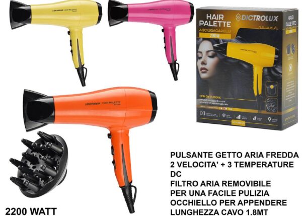 ASCIUGACAPELLI HAIR PALETTE C/DIF. 2200W 3ASS ART.881605