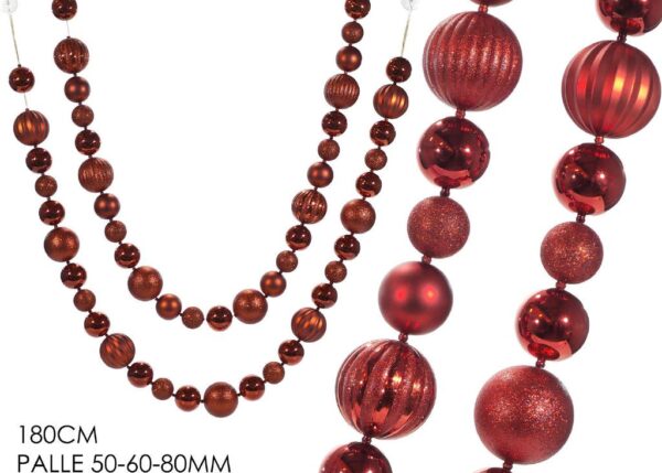 GHIRLANDA CON PALLE H180CM ROSSO 2ASS ART.308213
