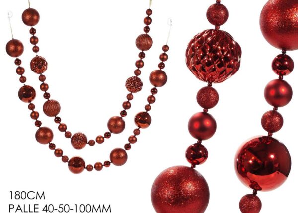 GHIRLANDA CON PALLE H180CM ROSSO 2ASS ART.308221