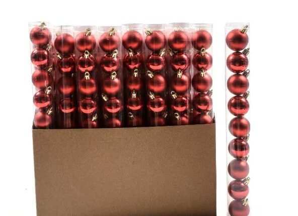 CONFEZIONE 9 PALLE ROSSE IN PLASTICA DIAM.4CM TUBO PVC ART.20486 -