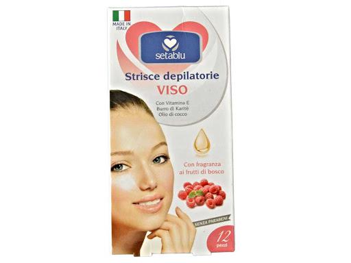 SETABLU STRISCE DEPIL. VISO 12PZ ARGAN E CERA API