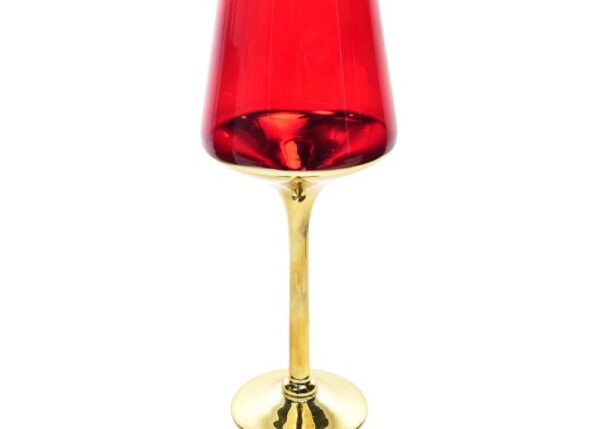 PORTACANDELA IN VETRO ORO ROSSO DIAM.14XH.35CM ART.51281 -