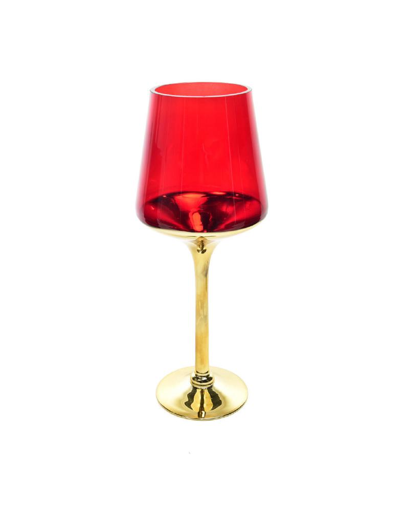 PORTACANDELA IN VETRO ORO ROSSO DIAM.14XH.35CM ART.51281 - PORTACANDELA IN VETRO ORO ROSSO DIAM.14XH.35CM ART.51281 -