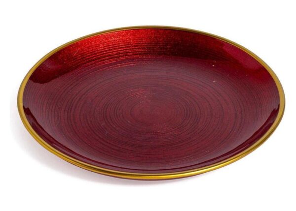PIATTO TONDO ROSSO/ORO IN VETRO D.28 CM ART.82896 -