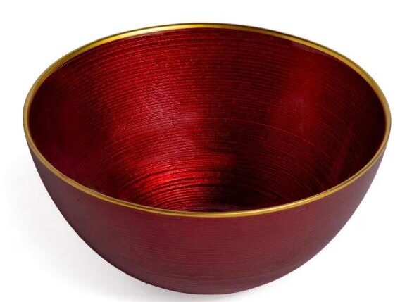 CIOTOLA TONDA ROSSO/ORO IN VETRO D.21 CM ART.82957 -