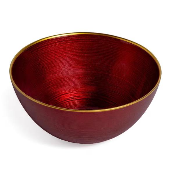 CIOTOLA TONDA ROSSO/ORO IN VETRO D.21 CM ART.82957 - CIOTOLA TONDA ROSSO/ORO IN VETRO D.21 CM ART.82957 -