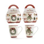 TAZZA IN PORCELLANA 340ML 8.3X11.5XH.10.5 CM DESIGN ASSORTITI IN CONFEZIONE REGALO ART.50595 -