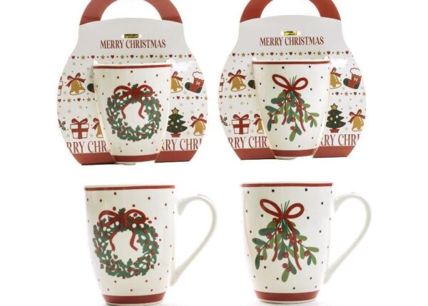 TAZZA IN PORCELLANA 340ML 8.3X11.5XH.10.5 CM DESIGN ASSORTITI IN CONFEZIONE REGALO ART.50595 -