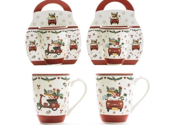 TAZZA IN PORCELLANA 340ML 8.3X11.5XH.10.5 CM DESIGN ASSORTITI IN CONFEZIONE REGALO ART.50649 -