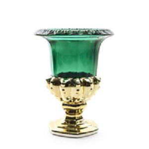 COPPA ORO VERDE IN VETRO D.17XH.22 CM ART.52964 -
