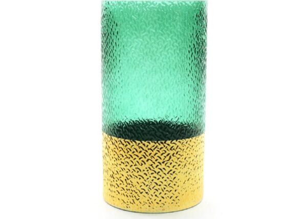 VASO PORTACANDELA ORO VERDE IN VETRO D.15XH.29 CM ART.53046 -
