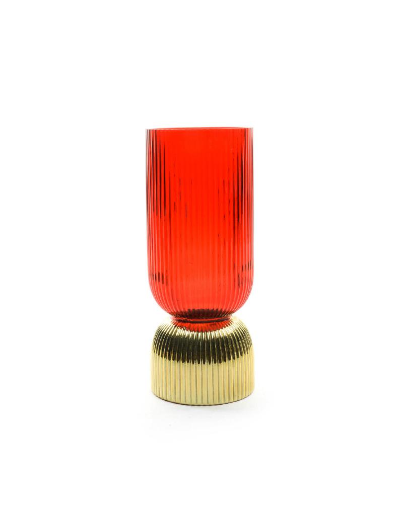 VASO ORO ROSSO IN VETRO D.10XH.26 CM ART.53053 - VASO ORO ROSSO IN VETRO D.10XH.26 CM ART.53053 -