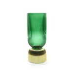 VASO PORTACANDELA ORO VERDE IN VETRO D.12XH.33 CM ART.53084 -