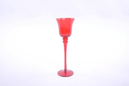 PORTACANDELA ROSSO IN VETRO D.8XH.25 CM ART.73846 -