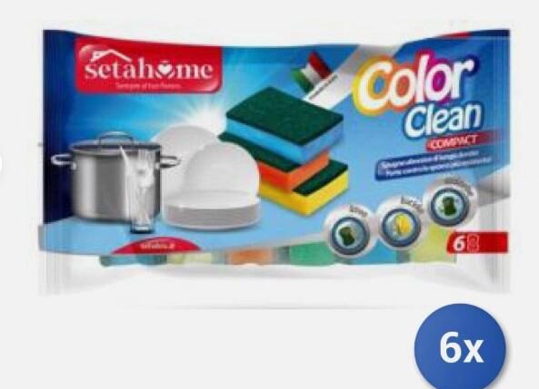 SETABLU SPUGNA COLOUR CLEAN 6PZ COL VARI 5X9CM