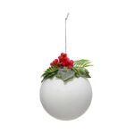 SFERA VETRO CON AGRIFOGLIO 10CM BIANCO