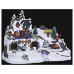 GIOSTRINA VILLAGGIO CASA BABBO NATALE C/LUCI LED ART.143352