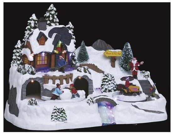 GIOSTRINA VILLAGGIO CASA BABBO NATALE C/LUCI LED ART.143352