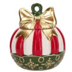 BARATTOLO DI BISCOTTI A PALLA DI NATALE IN CERAMICA 16X16X17,5CM,MULTICOLORE ART.254150