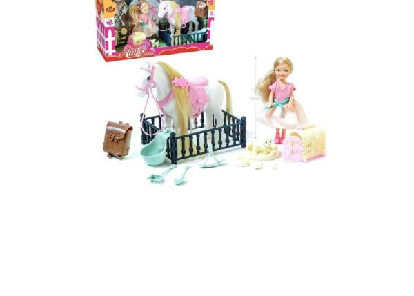 SET MANEGGIO BAMBOLA E CAVALLO H19 X L36 CM ART.37249