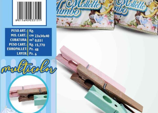 FATIGATI MOLLETTE POLIPR.20PZ.JUMBO MULTICOL