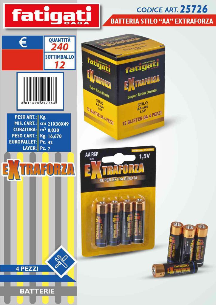 FATIGATI BATTERIA STILO 4PZ.AA EXTRAFORZA FATIGATI BATTERIA STILO 4PZ.AA EXTRAFORZA