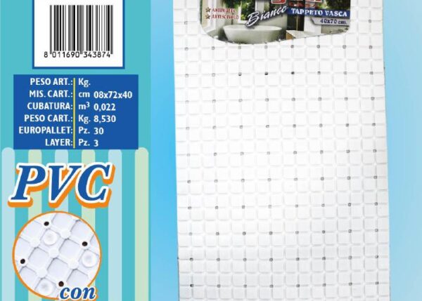 FATIGATI TAPPETO BAGNO IN PVC.40X70CM.BIANCO
