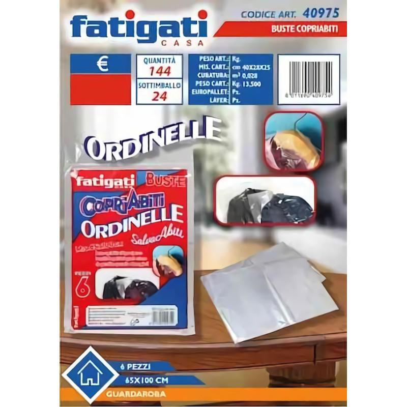 FATIGATI BUSTE COPRIABITO TRASP. SET 6PZ 65X100 FATIGATI BUSTE COPRIABITO TRASP. SET 6PZ 65X100
