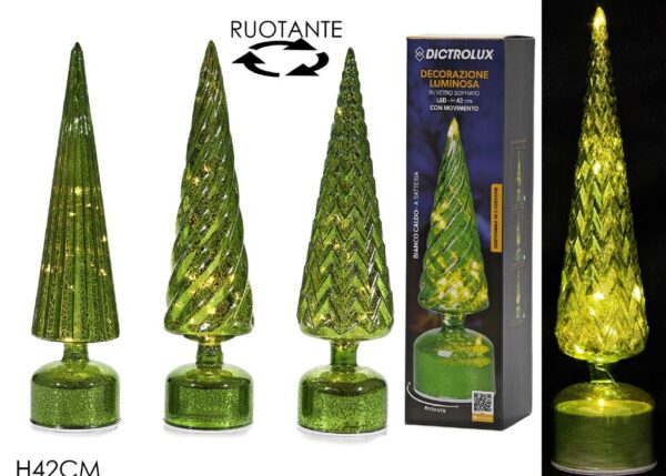 ALBERO H42CM B/O LU/MOV VERDE 3ASS ART.480525