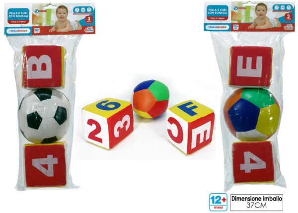 GIOCA BABY PALLA + 2 CUBI CON SONAGLI 2 ASS. ART.102487
