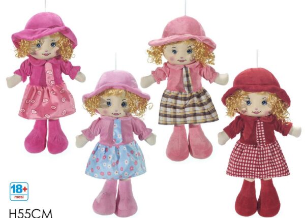 BAMBOLA DI PEZZA 55CM 4ASS ART.107187
