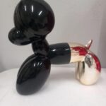 CANE CERAMICA NERO-ORO CM.22X19 ART.D77