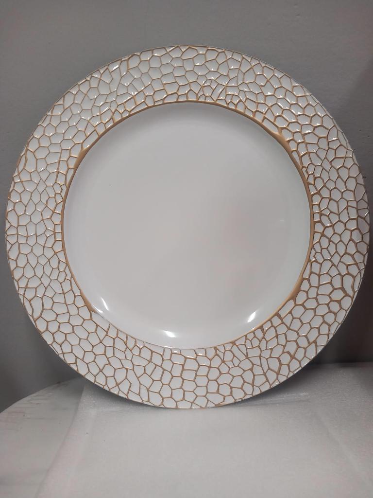 PIATTO PLASTICA ORO-BIANCO CM33X24 ART.E10 PIATTO PLASTICA ORO-BIANCO CM33X24 ART.E10