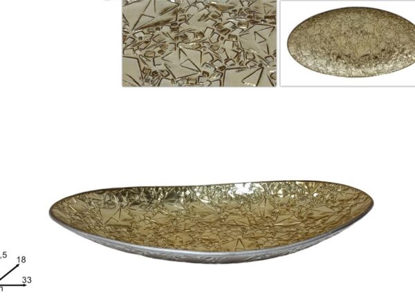 CENTROTAVOLA VETRO OVALE 33X18CM ORO