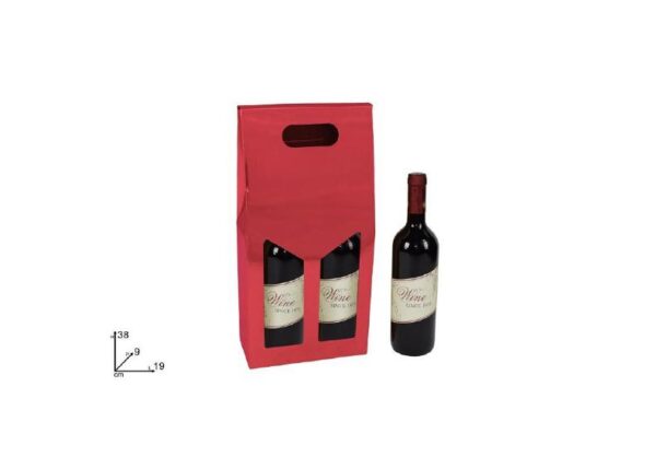 BOX PORTABOTTIGLIA 2 POSTI ROSSO METALLIZZATO