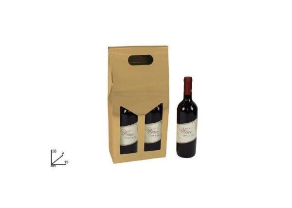 BOX PORTABOTTIGLIA 2 POSTI ORO METALLIZZATO