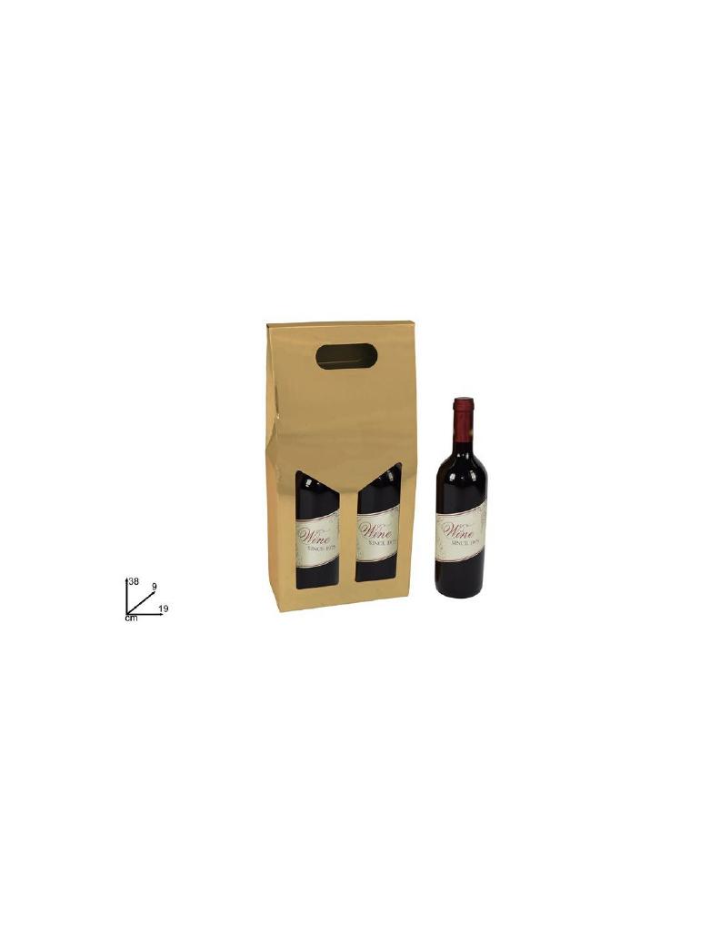 BOX PORTABOTTIGLIA 2 POSTI ORO METALLIZZATO BOX PORTABOTTIGLIA 2 POSTI ORO METALLIZZATO