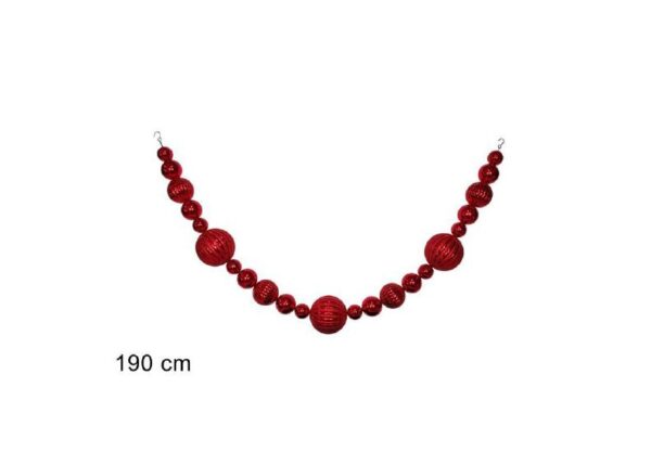 GHIRLANDA 23 SFERE 190CM ROSSO PLASTICA