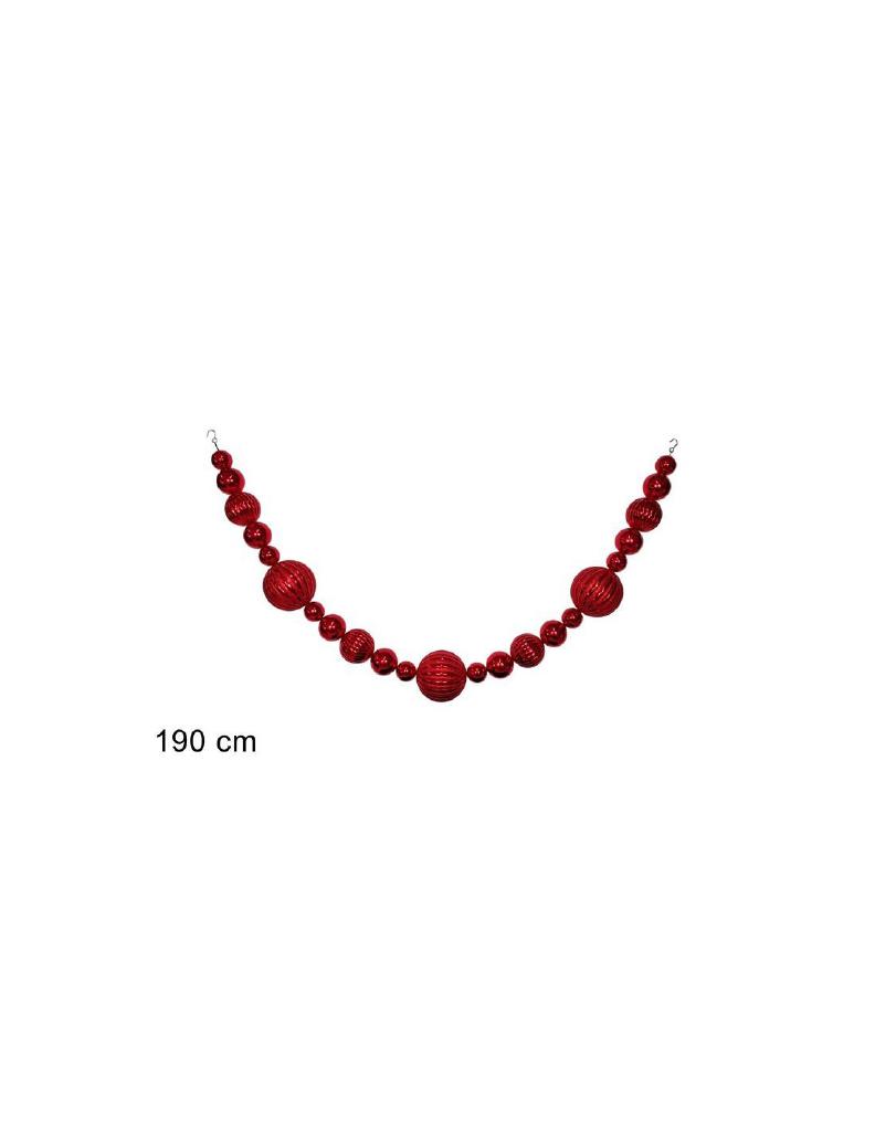 GHIRLANDA 23 SFERE 190CM ROSSO PLASTICA GHIRLANDA 23 SFERE 190CM ROSSO PLASTICA